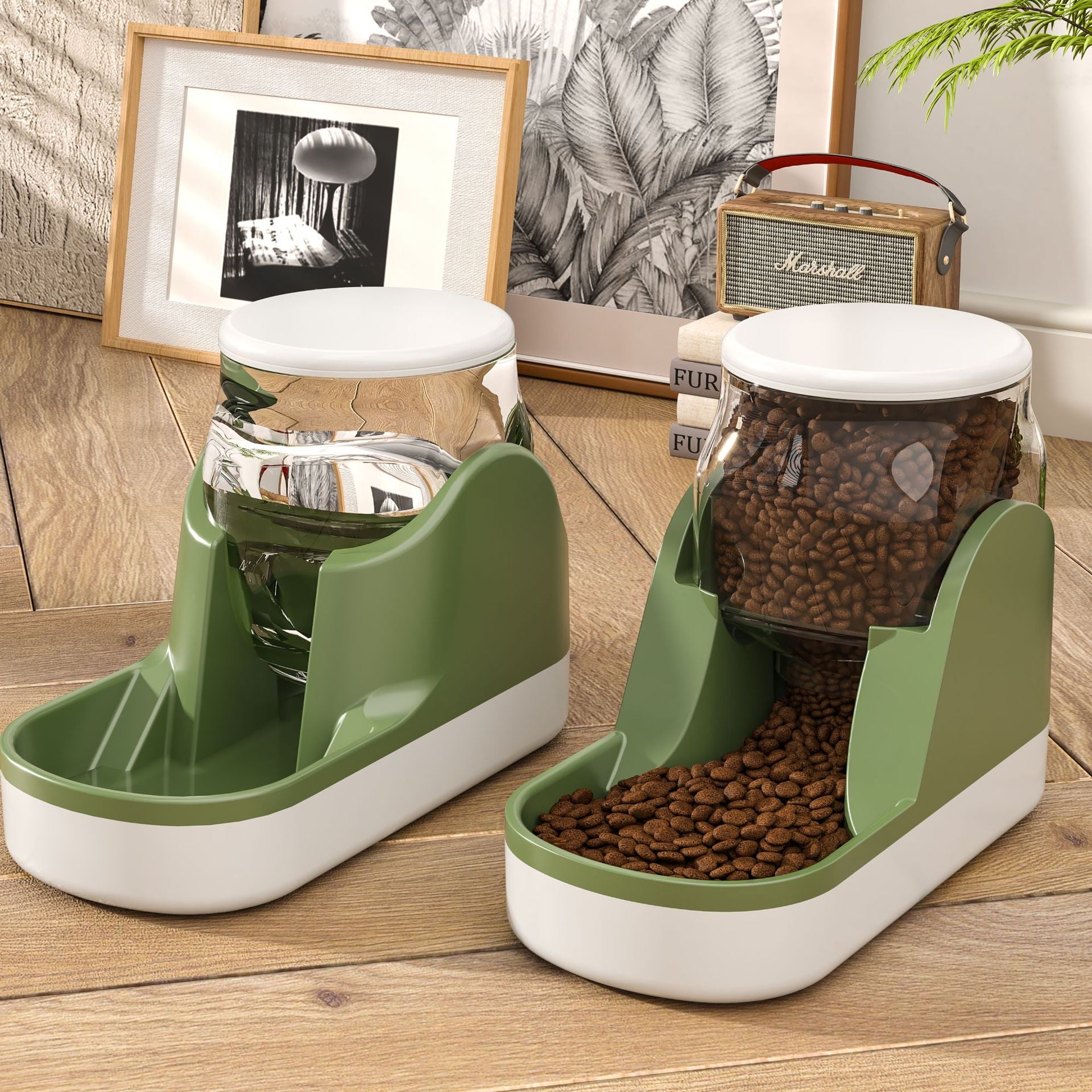 Automatic Pet Water Fountain Food Dispenser Large Capacity Feeding Bowl