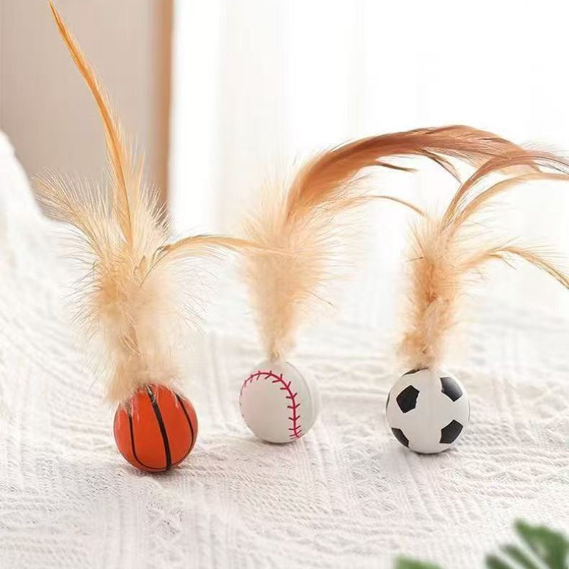 Unleash the Fun with the Pet Self-Entertainment Feather Bouncy Ball Interactive Toy